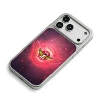 SKT T1 winged logo on red nebula iPhone 17 Pro Max Electroplated Silver Case2