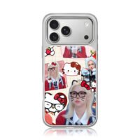 SKZ Felix Hello Kitty collage iPhone 17 Pro Max Electroplated Silver Case1
