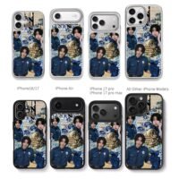 SKZ Han police floral skull collage Chris Brown Phone Case Black Electroplated Silver For Iphone 11 To 17