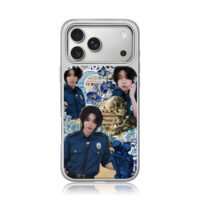 SKZ Han police floral skull collage iPhone 17 Pro Max Electroplated Silver Case1