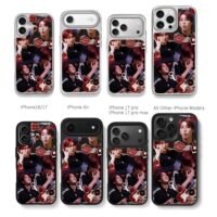 SKZ Han red retro sticker collage Chris Brown Phone Case Black Electroplated Silver For Iphone 11 To 17