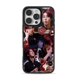 SKZ Han red retro sticker collage iPhone 16 Pro Max Black Case