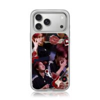 SKZ Han red retro sticker collage iPhone 17 Pro Max Electroplated Silver Case1