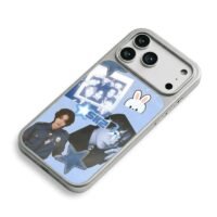 SKZ member blue bunny star collage iPhone 17 Pro Max Electroplated Silver Case2