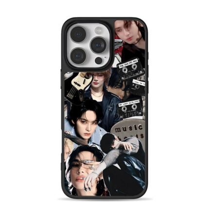 skz members retro music guitar tape iPhone 16 Pro Max Black Case