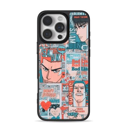 Slam Dunk Sakuragi Rukawa collage iPhone 16 Pro Max Black Case