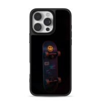 Smiley face vintage skateboard dark iPhone 16 Pro Max Black Case