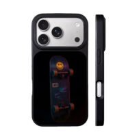 Smiley face vintage skateboard dark iPhone 17 Pro Max Black Case