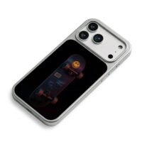 Smiley face vintage skateboard dark iPhone 17 Pro Max Electroplated Silver Case2