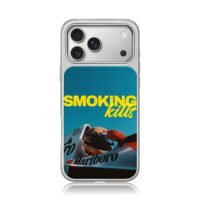 Smoking kills Marlboro Senna F1 car iPhone 17 Pro Max Electroplated Silver Case1