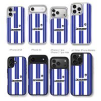 Soccer blue white yellow stripe Chris Brown Phone Case Black Electroplated Silver For Iphone 11 To 17
