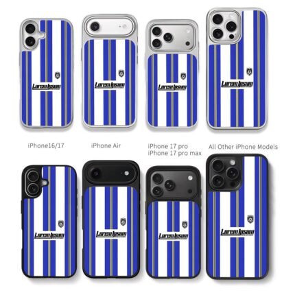 Soccer blue white yellow stripe Chris Brown Phone Case Black Electroplated Silver For Iphone 11 To 17