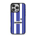 Soccer blue white yellow stripe iPhone 16 Pro Max Black Case