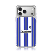 Soccer blue white yellow stripe iPhone 17 Pro Max Electroplated Silver Case1