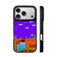 Sonic Green Hill Zone pixel art iPhone 17 Pro Max Black Case