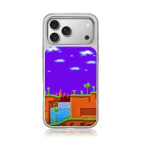 Sonic Green Hill Zone pixel art iPhone 17 Pro Max Electroplated Silver Case1