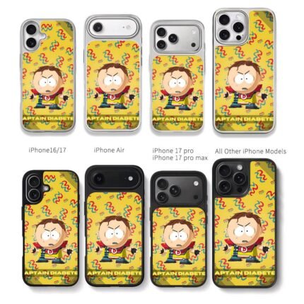South Park Captain Diabetes cartoon Chris Brown Phone Case Black Electroplated Silver For Iphone 11 To 17