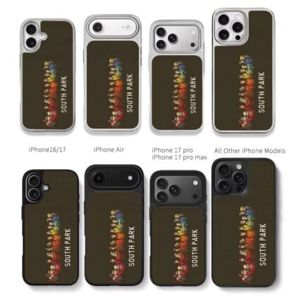 South Park cartoon character lineup Chris Brown Phone Case Black Electroplated Silver For Iphone 11 To 17