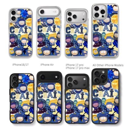 South Park Craig character collage Chris Brown Phone Case Black Electroplated Silver For Iphone 11 To 17