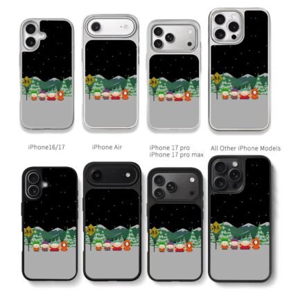 South Park four boys snowy roadside scene Chris Brown Phone Case Black Electroplated Silver For Iphone 11 To 17
