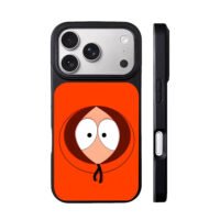 South Park Kenny face on orange iPhone 17 Pro Max Black Case