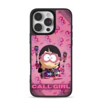 SouthParkCallGirlSelfiePhonesPink iPhone 16 Pro Max Black Case