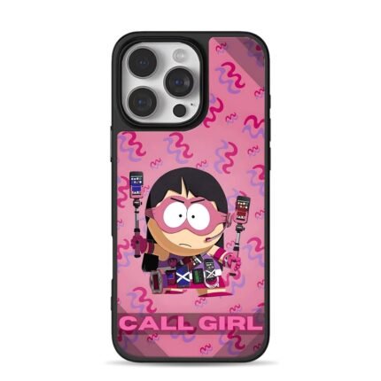 SouthParkCallGirlSelfiePhonesPink iPhone 16 Pro Max Black Case