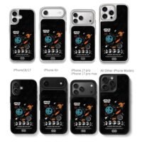 Space saturn moon phases meteor art Chris Brown Phone Case Black Electroplated Silver For Iphone 11 To 17