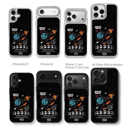 Space saturn moon phases meteor art Chris Brown Phone Case Black Electroplated Silver For Iphone 11 To 17