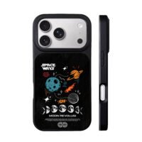 Space saturn moon phases meteor art iPhone 17 Pro Max Black Case