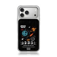 Space saturn moon phases meteor art iPhone 17 Pro Max Electroplated Silver Case1