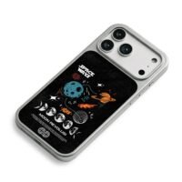 Space saturn moon phases meteor art iPhone 17 Pro Max Electroplated Silver Case2