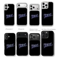 Sparkle Michael Jackson script Chris Brown Phone Case Black Electroplated Silver For Iphone 11 To 17