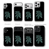 Sparkling emerald fern leaf Chris Brown Phone Case Black Electroplated Silver For Iphone 11 To 17