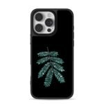 Sparkling emerald fern leaf iPhone 16 Pro Max Black Case