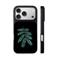 Sparkling emerald fern leaf iPhone 17 Pro Max Black Case