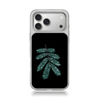 Sparkling emerald fern leaf iPhone 17 Pro Max Electroplated Silver Case1