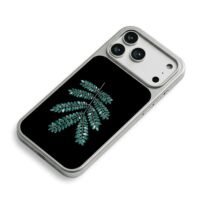 Sparkling emerald fern leaf iPhone 17 Pro Max Electroplated Silver Case2