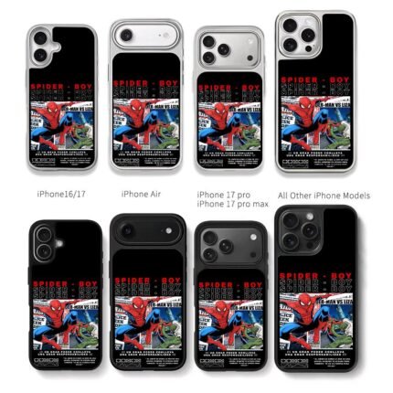 Spider Boy vs Lizard comic print Chris Brown Phone Case Black Electroplated Silver For Iphone 11 To 17