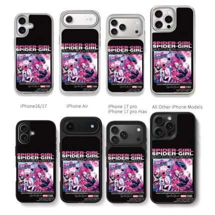 Spider Girl Gwen Marvel comic art Chris Brown Phone Case Black Electroplated Silver For Iphone 11 To 17
