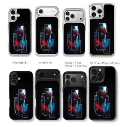 Spiderman geometric split dark art Chris Brown Phone Case Black Electroplated Silver For Iphone 11 To 17