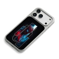 Spiderman geometric split dark art iPhone 17 Pro Max Electroplated Silver Case2