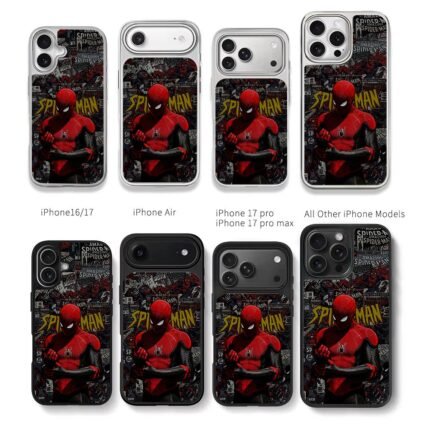 Spiderman Marvel comic collage Chris Brown Phone Case Black Electroplated Silver For Iphone 11 To 17