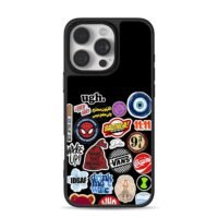 Spiderman vans bazinga pop stickers iPhone 16 Pro Max Black Case