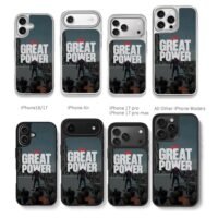 Spiderman With Great Power art Chris Brown Phone Case Black Electroplated Silver For Iphone 11 To 17