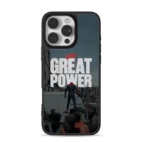 Spiderman With Great Power art iPhone 16 Pro Max Black Case