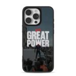 Spiderman with great power on car iPhone 16 Pro Max Black Case