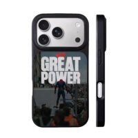 Spiderman with great power on car iPhone 17 Pro Max Black Case
