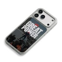 Spiderman with great power on car iPhone 17 Pro Max Electroplated Silver Case2