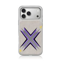 Spiky grey X purple yellow sparkles iPhone 17 Pro Max Electroplated Silver Case1